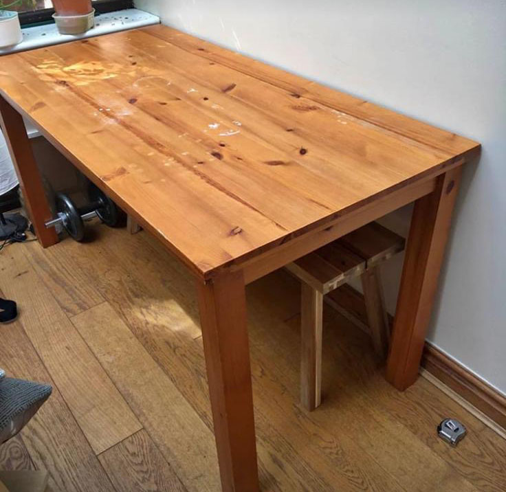 Kitchen table <strong>before</strong> restoration